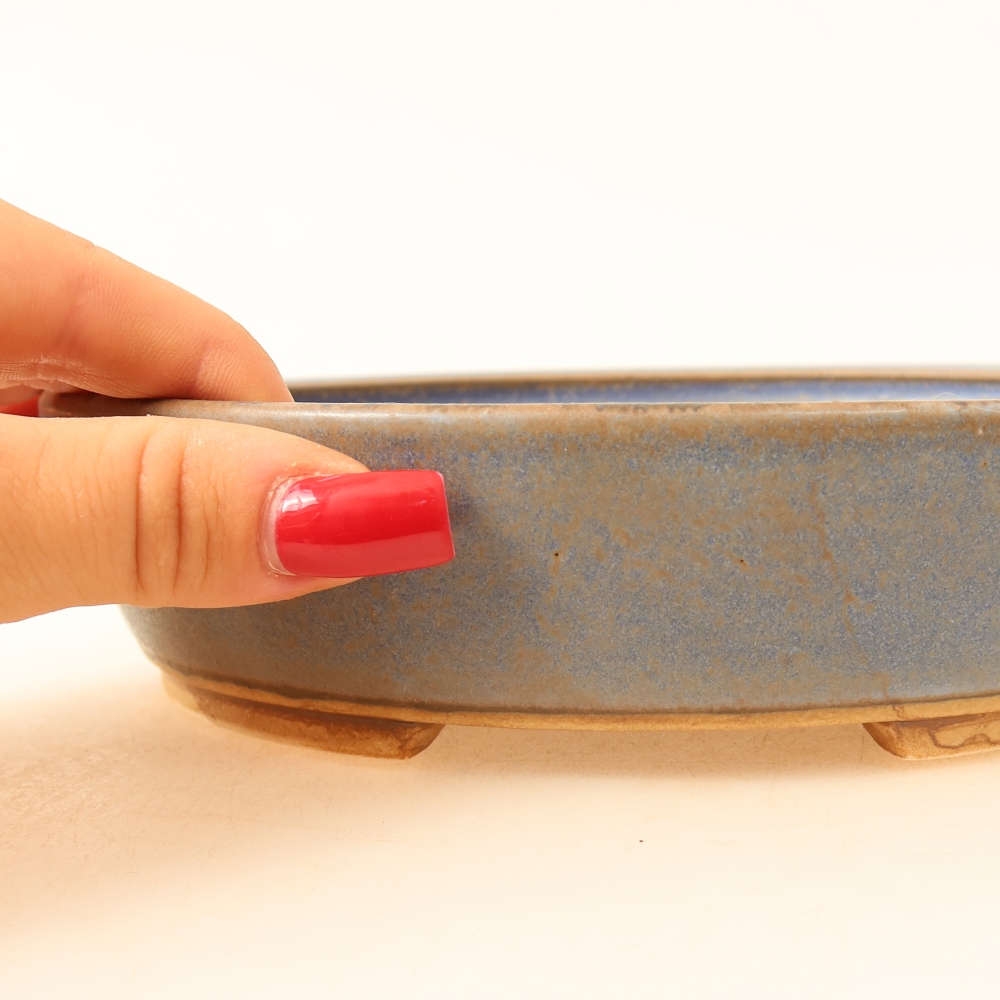 Bol à bonsaï en céramique 18,5 x 16,5 x 4,5 cm, couleur bleu