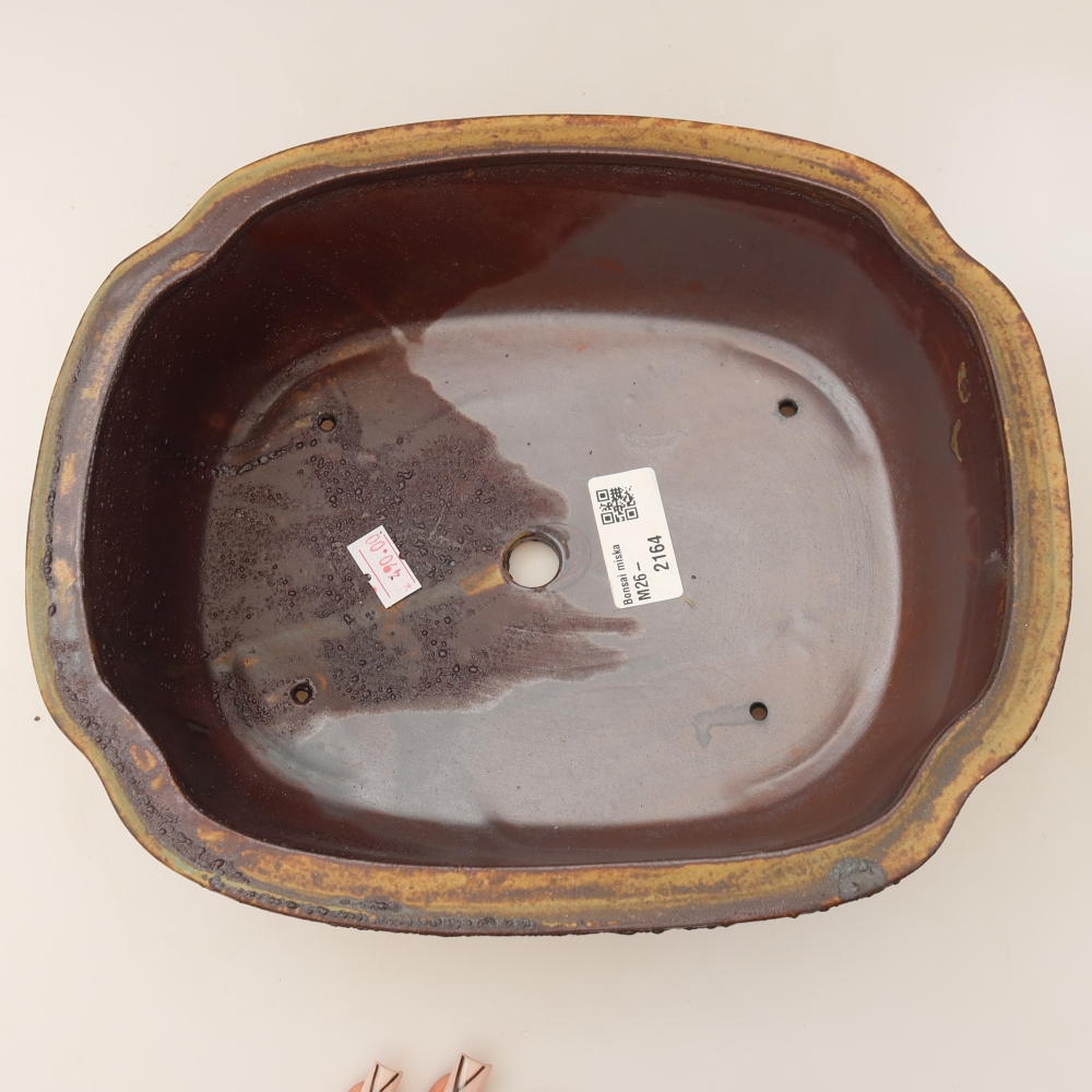 Pot à bonsaï en céramique 24,5 x 21 x 7,5 cm, couleur marron
