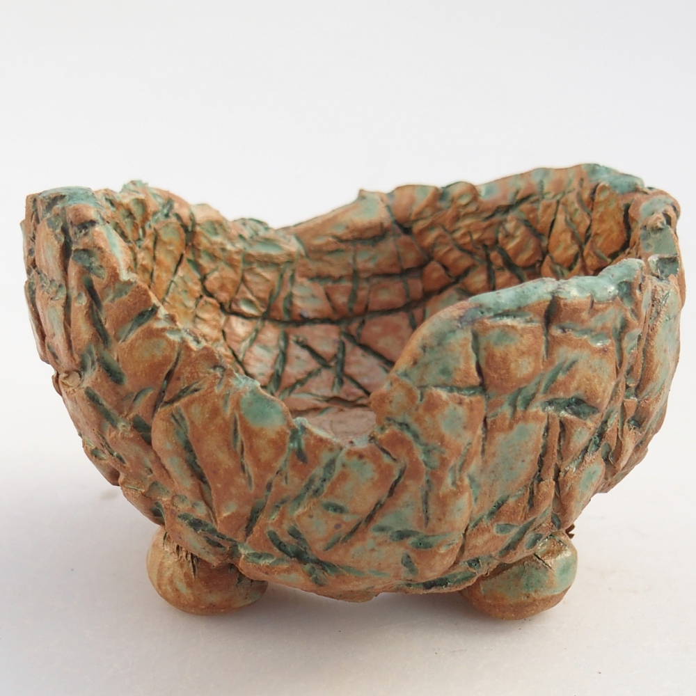 Coquille en céramique 10 x 9,5 x 6,5 cm , couleur brun-vert