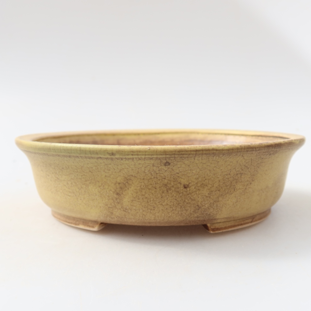 Pot à bonsaï en céramique 15,5 x 14,5 x 4 cm, couleur jaune