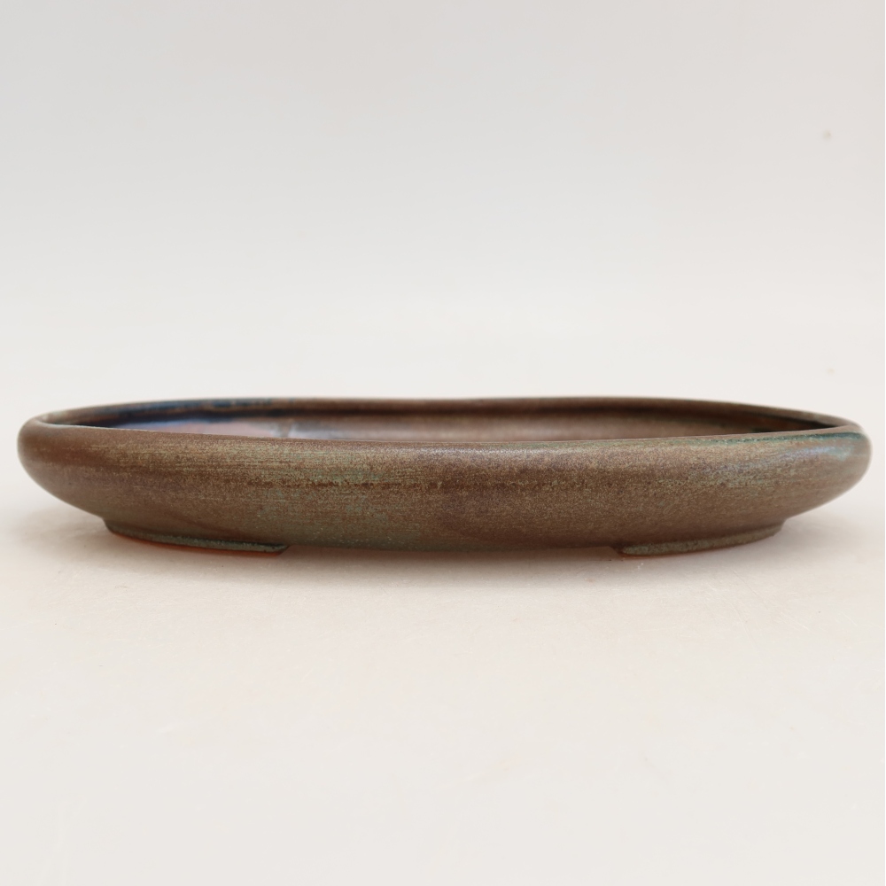 Bol à bonsaï en céramique 22,5 x 16,5 x 3 cm, brun