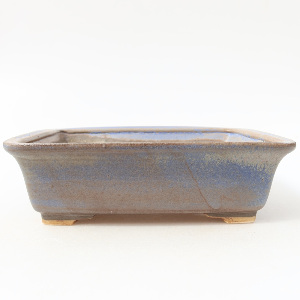 Pot à bonsaï en céramique 17,5 x 14,5 x 5,5 cm, couleur bleue