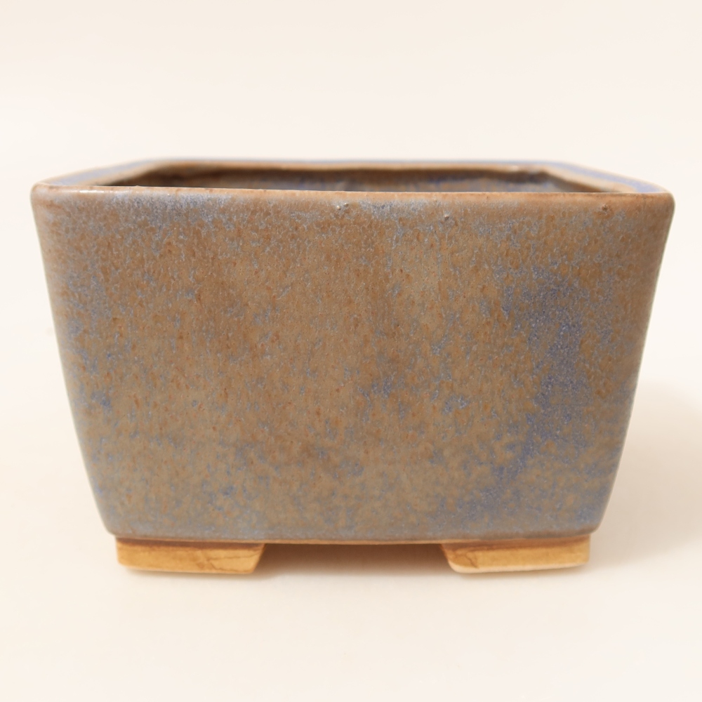 Pot à bonsaï en céramique 13 x 13 x 8 cm, couleur bleue
