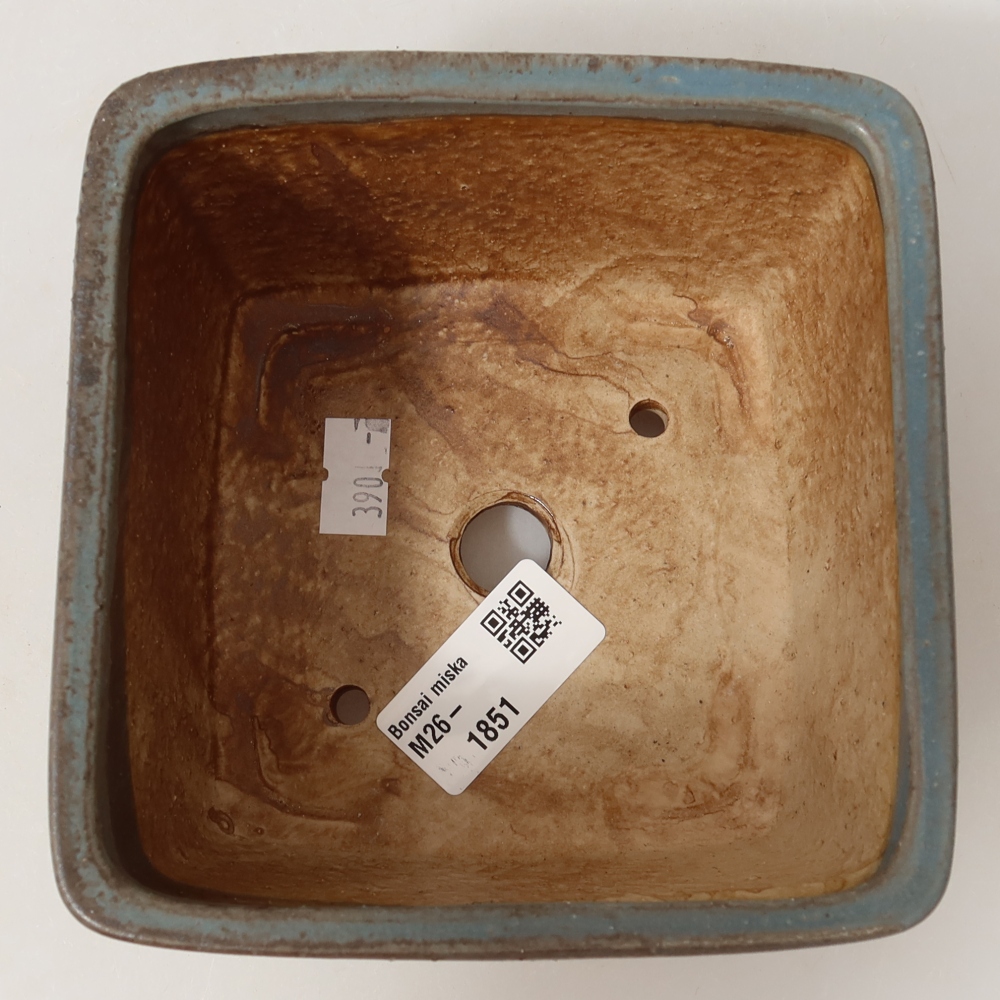Pot à bonsaï en céramique 13 x 13 x 8 cm, couleur bleue