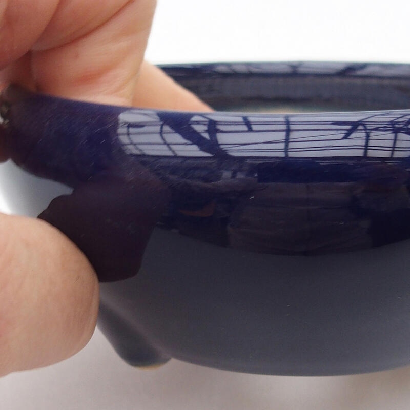 Bol à bonsaï en céramique 10,5 x 10,5 x 4,5 cm, couleur bleu