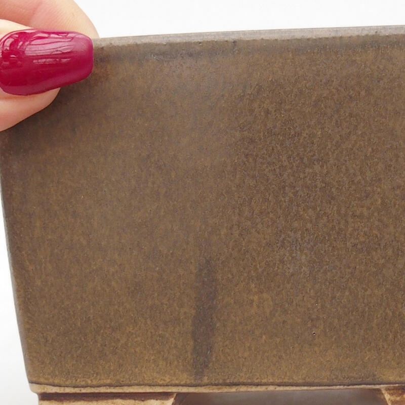 Bol à bonsaï en céramique 10,5 x 10,5 x 6,5 cm, brun