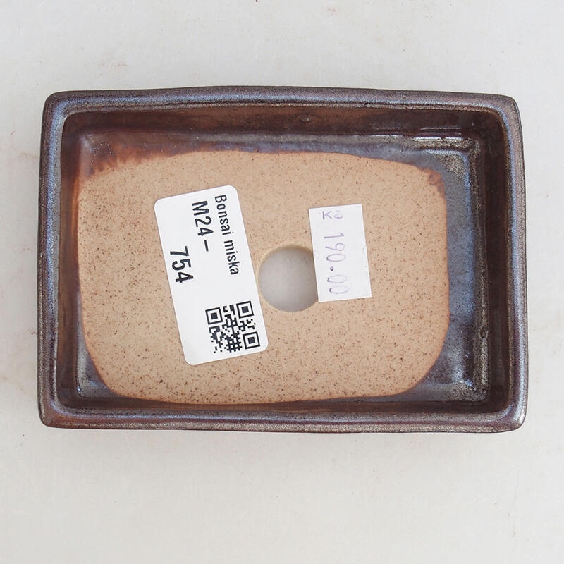 Bol à bonsaï en céramique 10,5 x 7,5 x 2 cm, brun