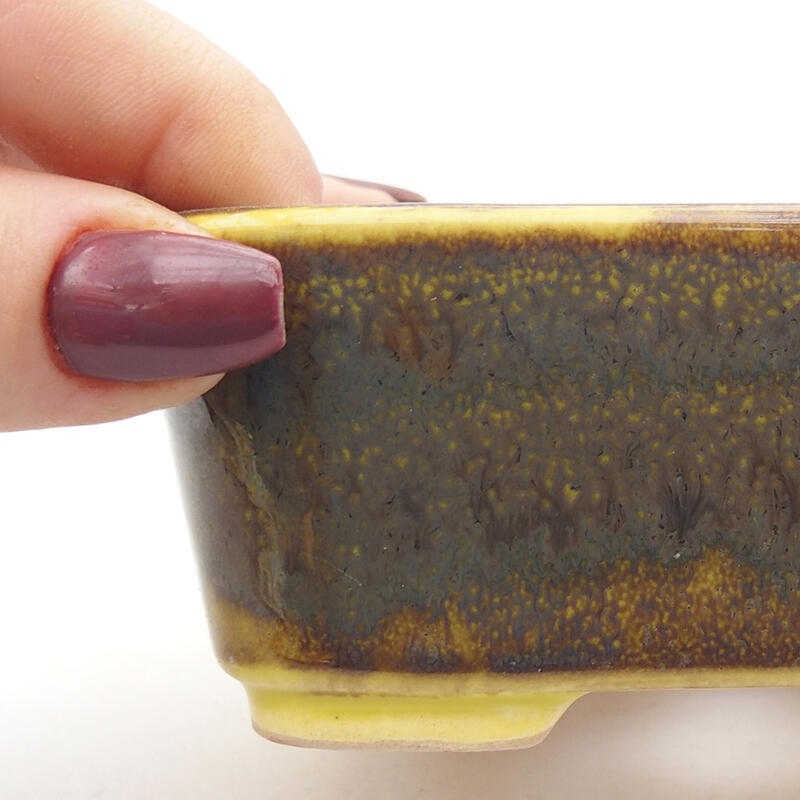 Bol à bonsaï en céramique 10,5 x 9,5 x 4 cm, jaune