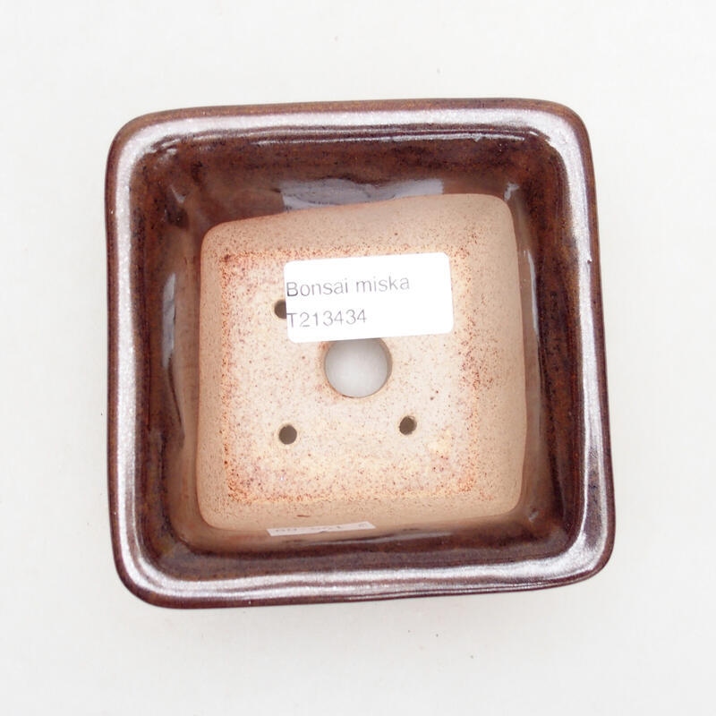 Bol à bonsaï en céramique 10 x 10 x 6 cm, brun