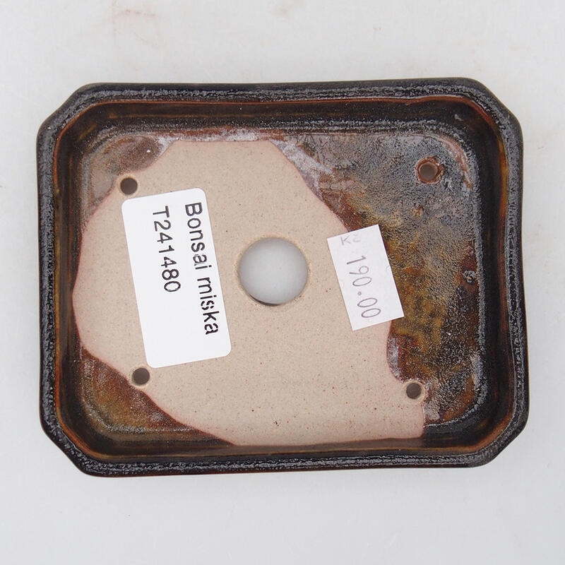 Bol à bonsaï en céramique 10 x 8 x 2 cm, noir-brun