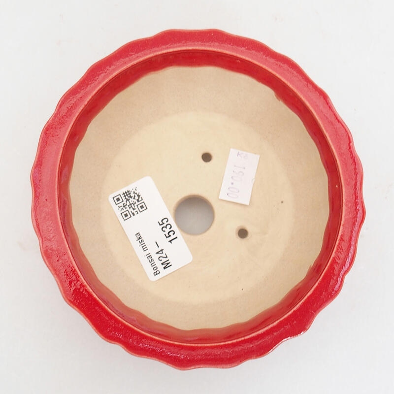 Bol à bonsaï en céramique 11,5 x 11,5 x 5 cm, couleur rouge