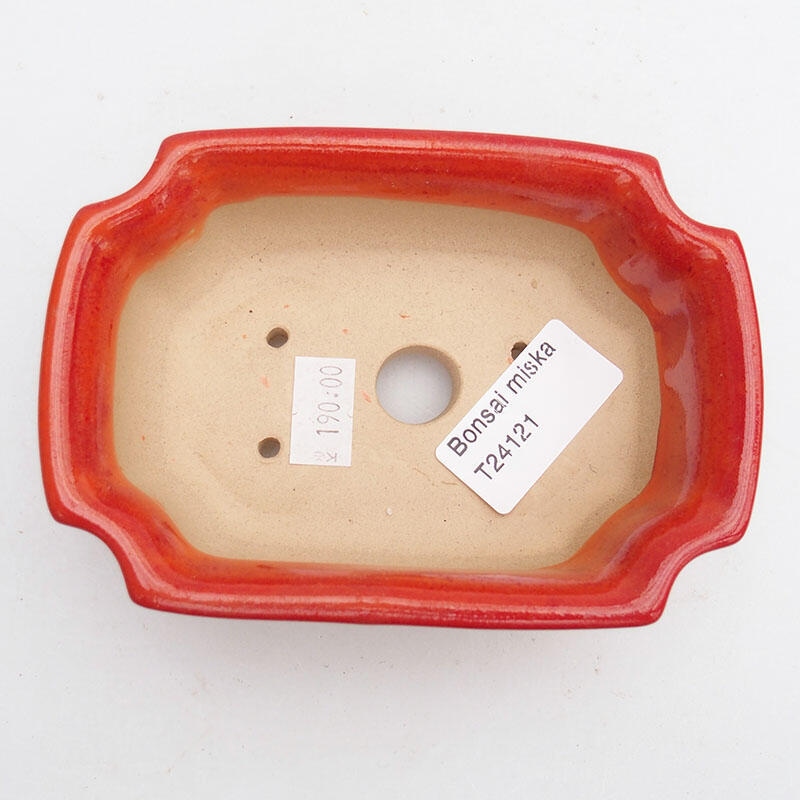 Bol à bonsaï en céramique 11,5 x 8,5 x 4 cm, couleur rouge-orange
