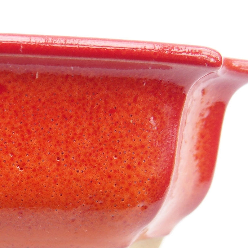 Bol à bonsaï en céramique 11,5 x 8,5 x 4 cm, couleur rouge-orange