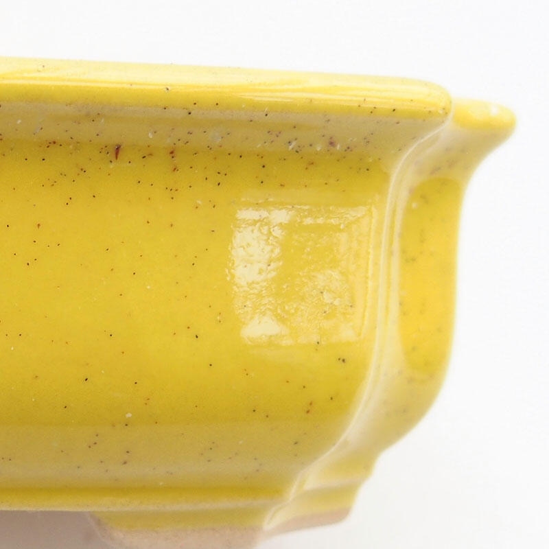 Bol à bonsaï en céramique 11,5 x 8,5 x 4 cm, jaune