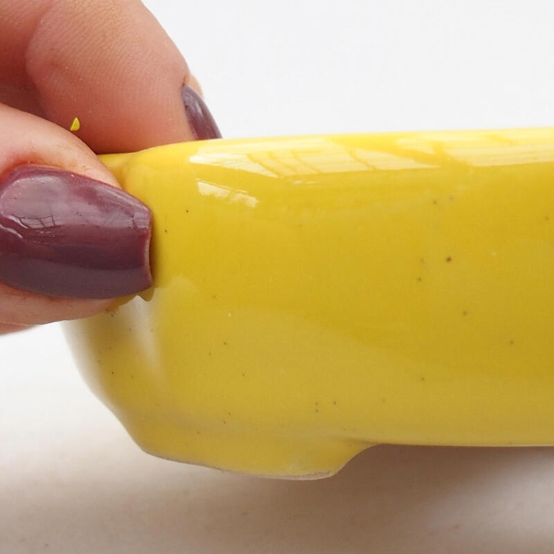 Bol à bonsaï en céramique 11 x 11 x 3 cm, jaune