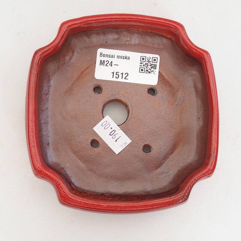 Bol à bonsaï en céramique 11 x 11 x 4 cm, couleur rouge