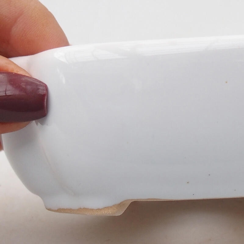 Bol à bonsaï en céramique 11 x 8,5 x 3,5 cm, blanc