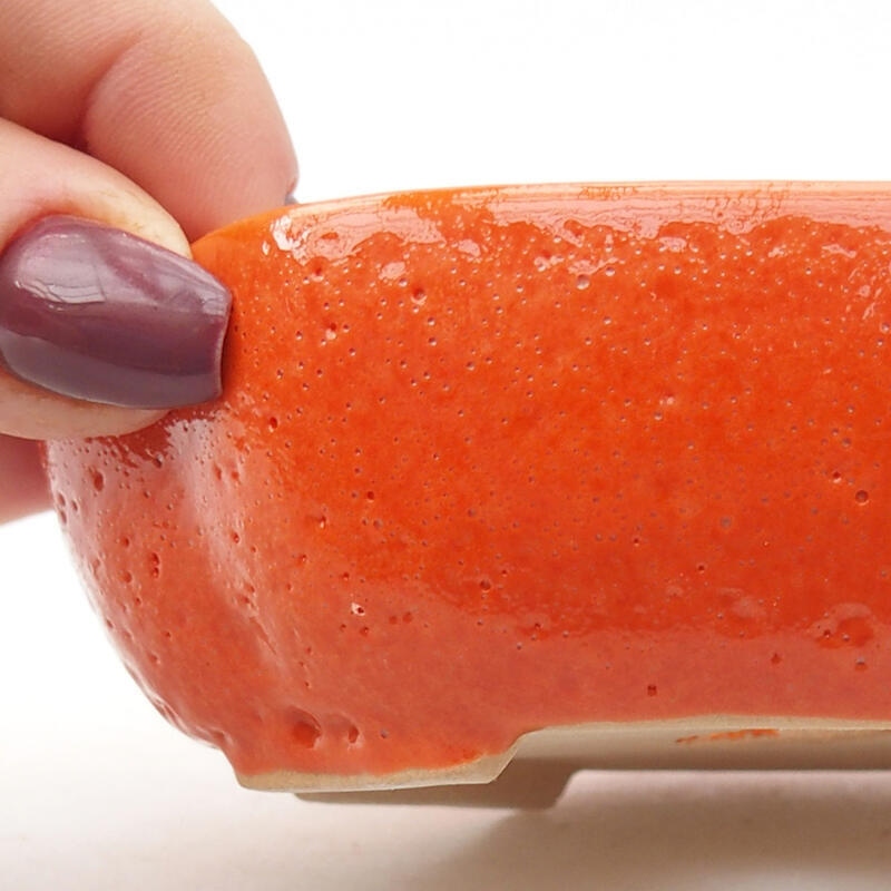 Bol à bonsaï en céramique 11 x 8,5 x 3,5 cm, orange