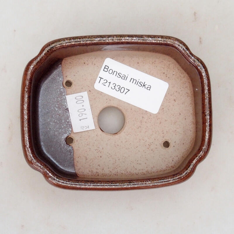 Bol à bonsaï en céramique 11 x 8,5 x 4 cm, brun