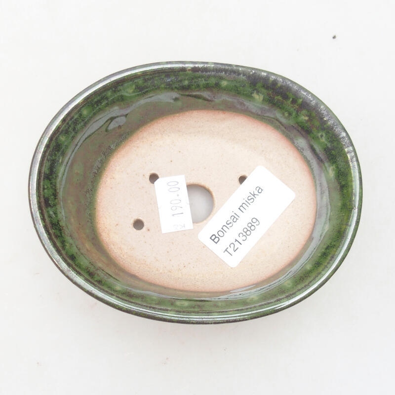 Bol à bonsaï en céramique 11 x 9 x 4 cm, vert métallique