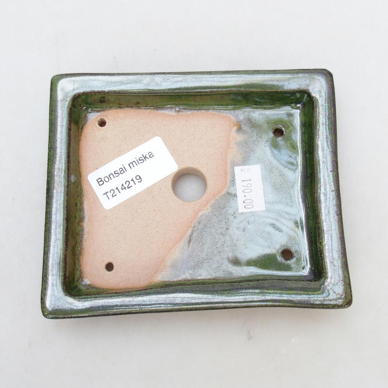Bol à bonsaï en céramique 12,5 x 10,5 x 2,5 cm, vert