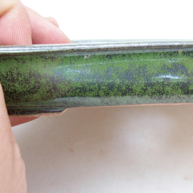 Bol à bonsaï en céramique 12,5 x 10,5 x 2,5 cm, vert