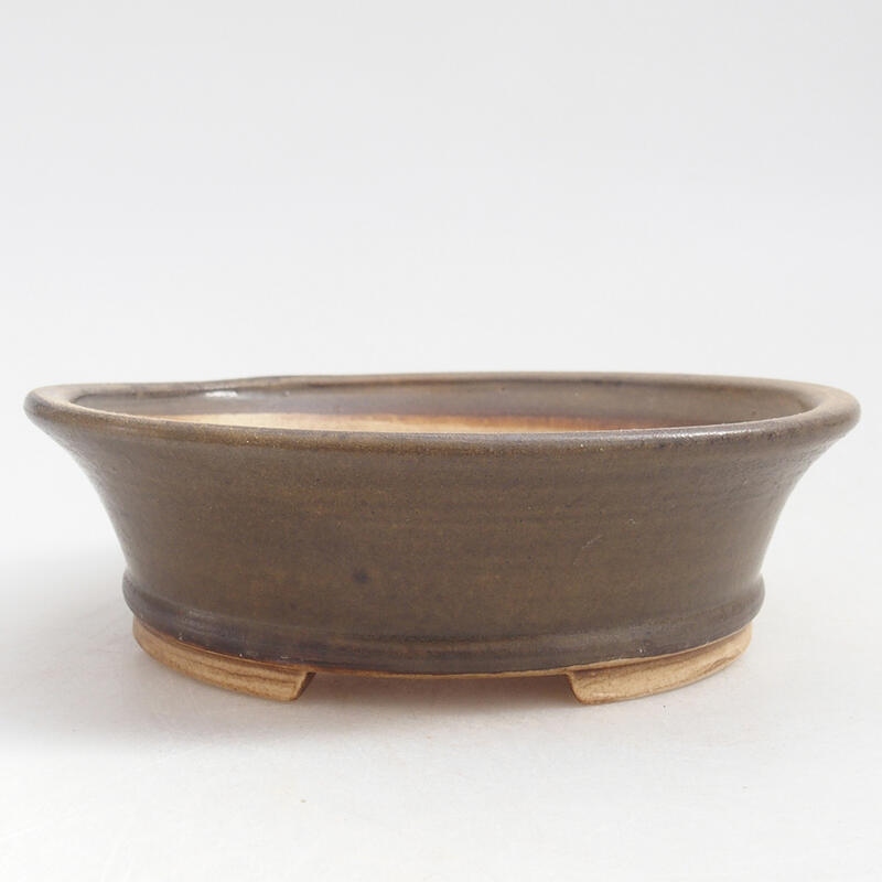 Bol à bonsaï en céramique 12,5 x 11,5 x 4 cm, brun