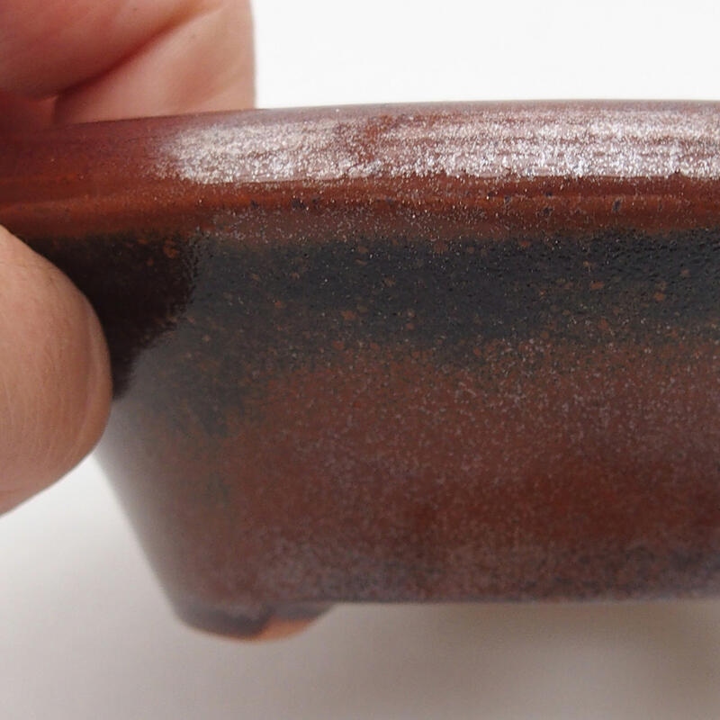 Bol à bonsaï en céramique 12,5 x 12,5 x 3,5 cm, couleur brun-noir