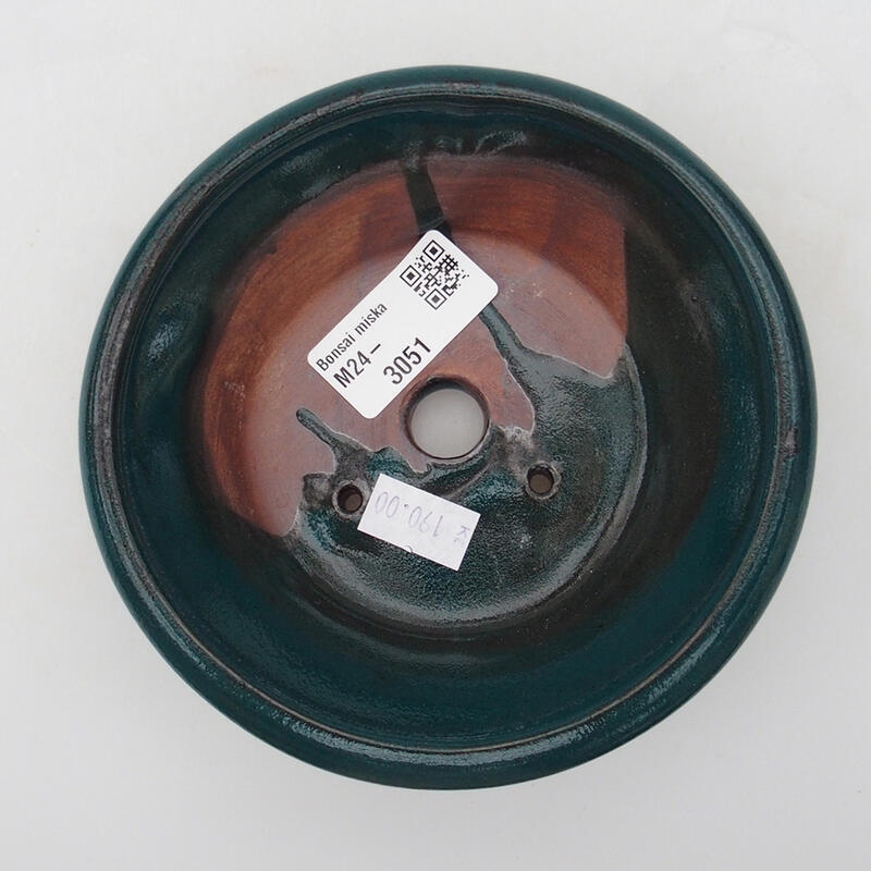Bol à bonsaï en céramique 12,5 x 12,5 x 3,5 cm, vert