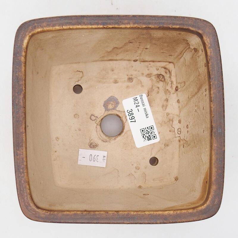 Bol à bonsaï en céramique 12,5 x 12,5 x 8 cm, brun