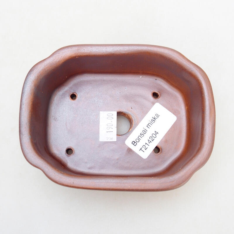 Bol à bonsaï en céramique 12,5 x 9,5 x 4,5 cm, brun