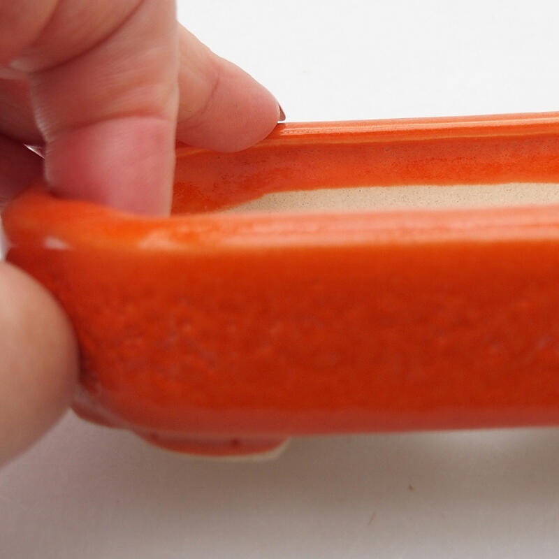 Bol à bonsaï en céramique 12,5 x 9 x 2,5 cm, orange