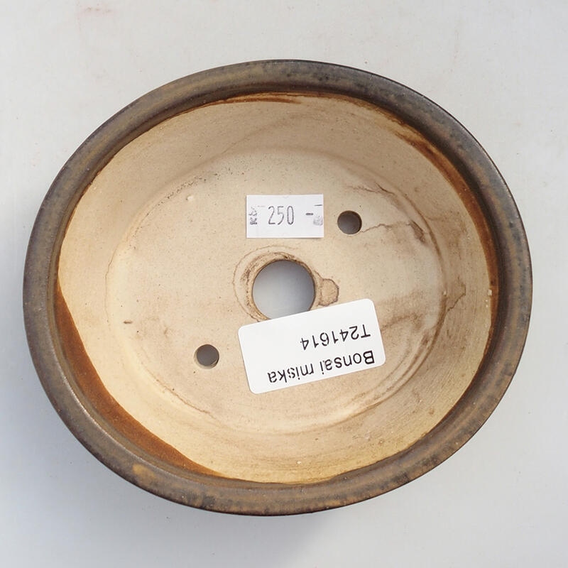 Bol à bonsaï en céramique 12 x 10,5 x 3,5 cm, brun