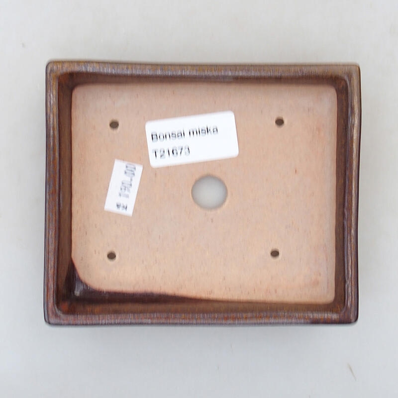 Bol à bonsaï en céramique 12 x 9,5 x 2,5 cm, brun