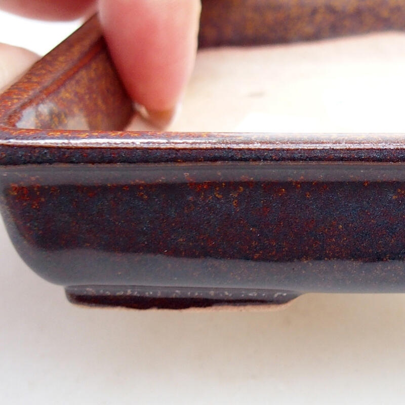 Bol à bonsaï en céramique 12 x 9,5 x 2,5 cm, brun
