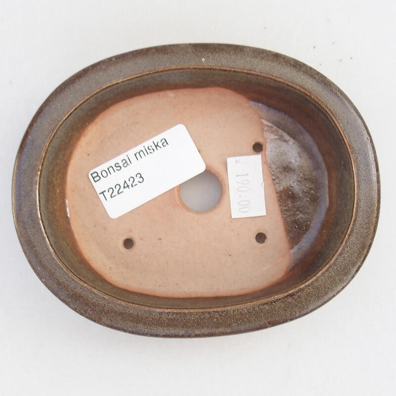 Bol à bonsaï en céramique 12 x 9,5 x 3 cm, brun