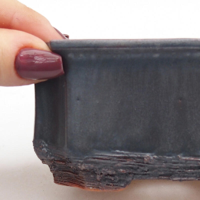 Bol à bonsaï en céramique 12 x 9 x 5,5 cm, couleur métal