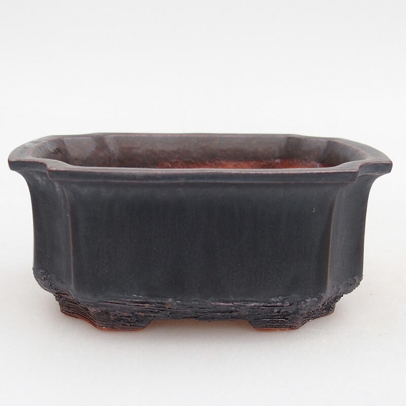 Bol à bonsaï en céramique 12 x 9 x 5,5 cm, couleur métal