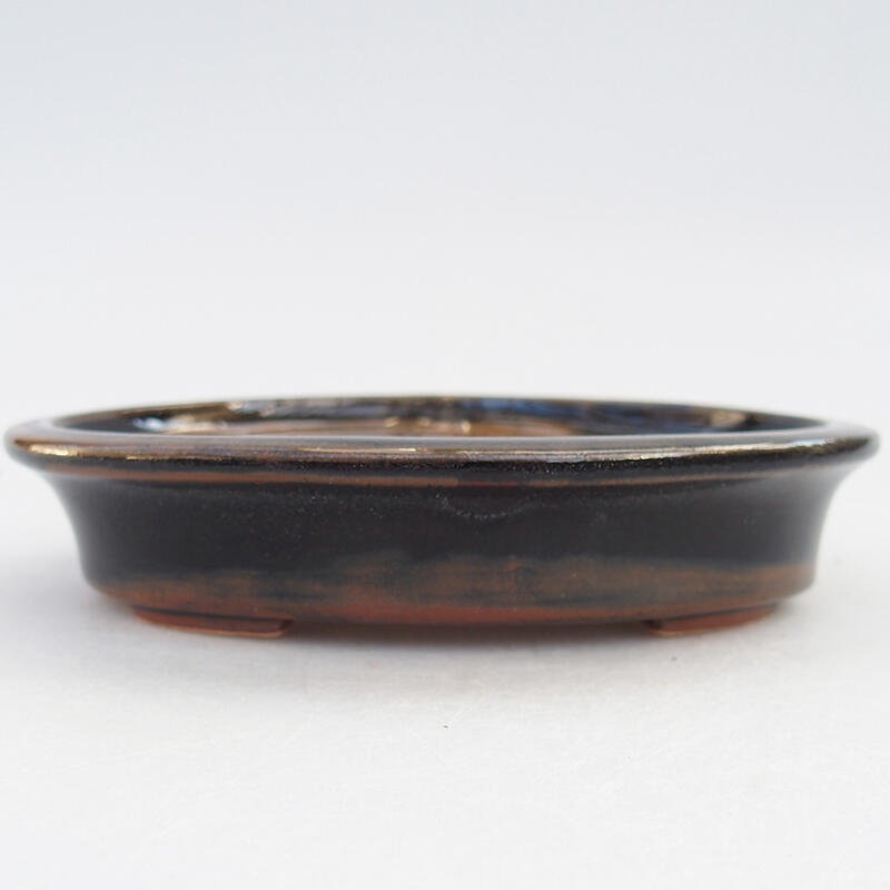 Bol à bonsaï en céramique 13,5 x 10,5 x 3 cm, noir-brun