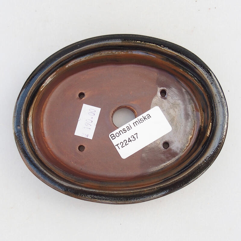 Bol à bonsaï en céramique 13,5 x 10,5 x 3 cm, noir-brun