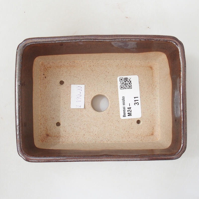 Bol à bonsaï en céramique 13,5 x 10,5 x 5 cm, brun