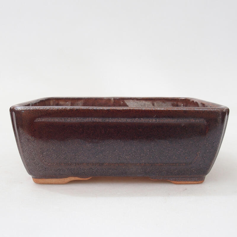 Bol à bonsaï en céramique 13,5 x 10,5 x 5 cm, brun