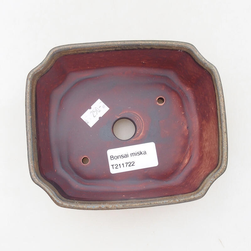 Bol à bonsaï en céramique 13,5 x 11,5 x 4,5 cm, brun
