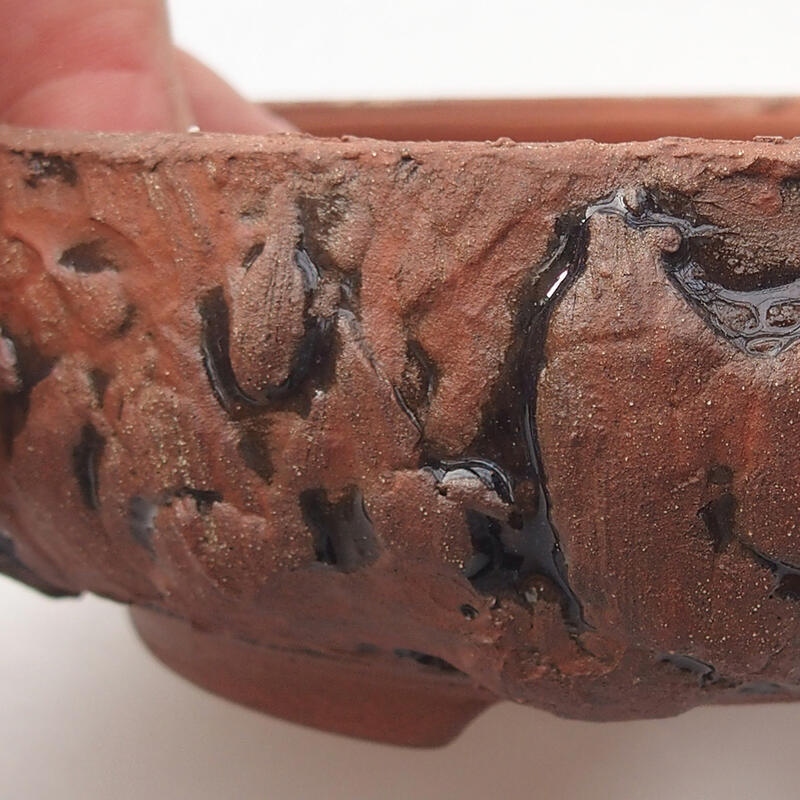 Bol à bonsaï en céramique 13,5 x 13,5 x 4 cm, brun