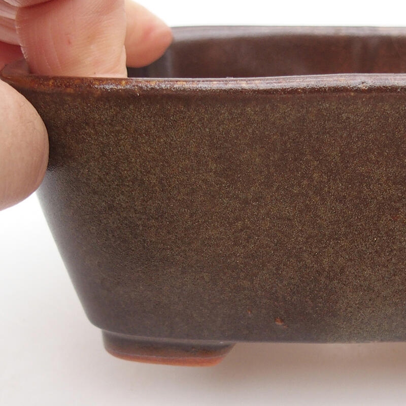 Bol à bonsaï en céramique 13 x 10 x 5,5 cm, brun