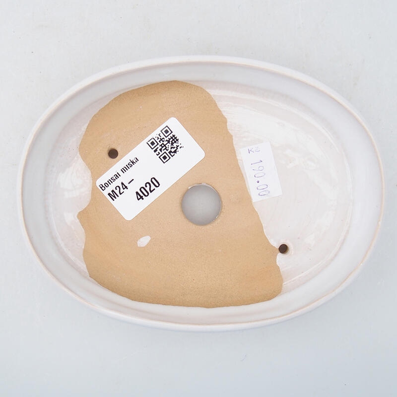 Bol à bonsaï en céramique 13 x 9,5 x 3 cm, blanc