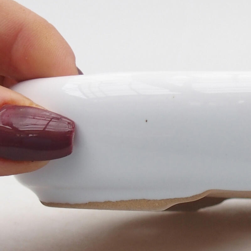 Bol à bonsaï en céramique 13 x 9,5 x 3 cm, blanc