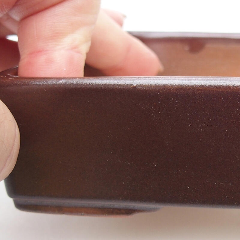Bol à bonsaï en céramique 13 x 9,5 x 3 cm, brun