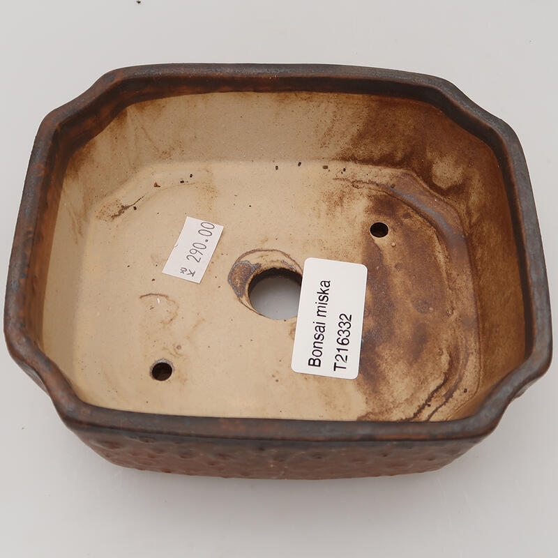 Bol à bonsaï en céramique 14 x 11,5 x 4,5 cm, brun