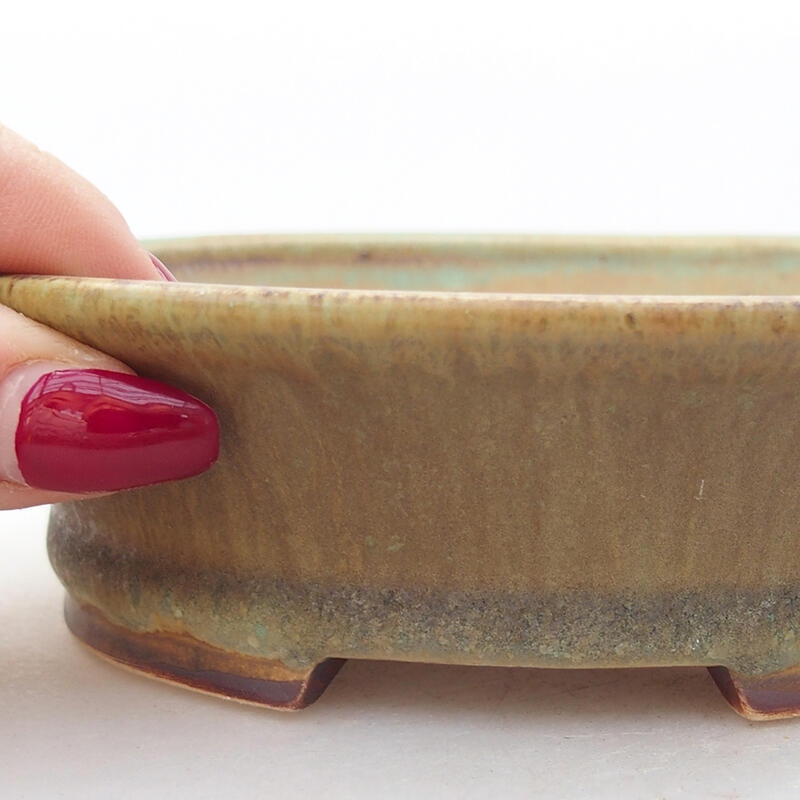 Bol à bonsaï en céramique 14 x 12,5 x 4 cm, vert